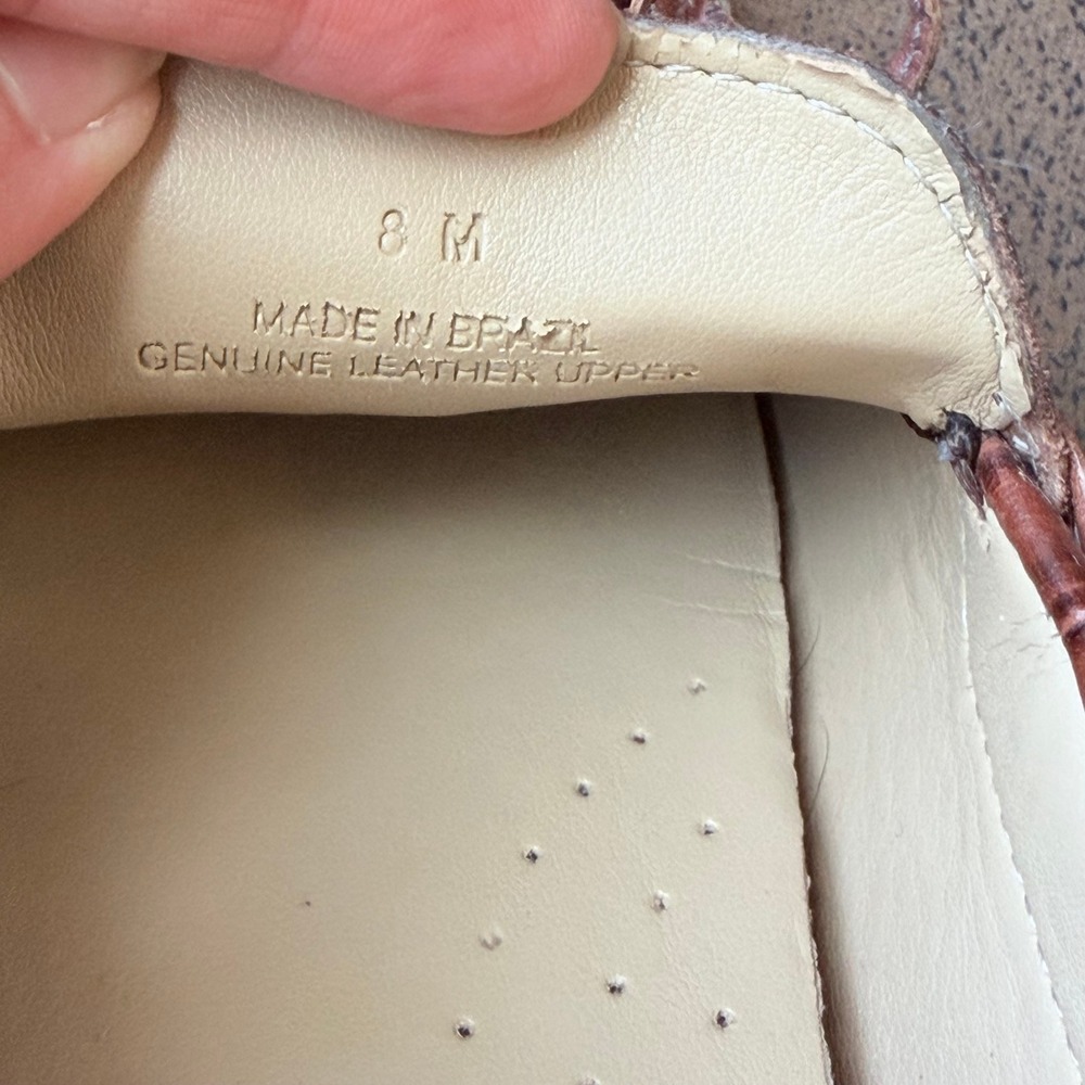 CTalbots Brown Croc Embossed Leather Driving Loafers Classic Womens 8M - Picture 7 of 7